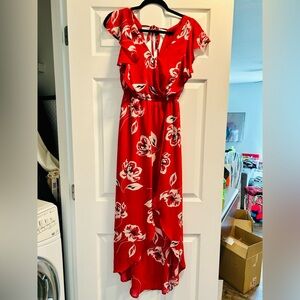 Floral Red Hi-Lo Dress